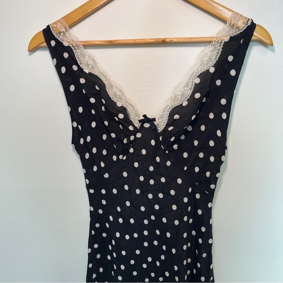 Rixo Sandrine Polka-Dot Woven Midi Dress in Navy Blue Viscose Size XXS NWT - Picture 7 of 12
